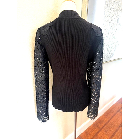 Generation Love Marcelena Womens Lace Combo Long Sleeve Sweater Black Sz XL $295 - Picture 5 of 9